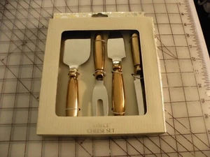 4 PC. CHEESE SET NIP CYNTHIA ROWLEY SILVER COPPER COLOR - Picture 1 of 6