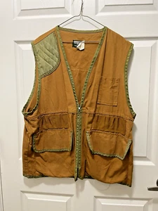 Vintage SafTBak Canvas Hunting Vest Mens XL Brown Green Made in USA Game Bag - Picture 1 of 9