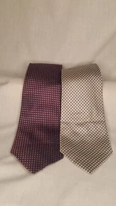 Pair of Joseph & Feiss International 100%  Silk Ties red/gray geometric design - Picture 1 of 4