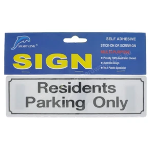 Plastic Self Adhesive Sign Residents Parking Only 200x60x2mm SL-AT4093 - Picture 1 of 1