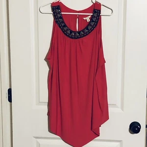 Cato ärmelloses Top XL Hot Pink verzierter Kragen mit Perlen schwarzer Akzent - Bild 1 von 7