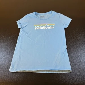 Patagonia Graphic T-Shirt Short Sleeve Casual Top Blue Kids size Extra Large (14 - Picture 1 of 11