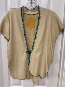 One Of A Kind Handmade Beaded Leather Fringe Deerskin Western Native Vest - Picture 1 of 9