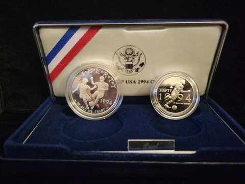 1994 World Cup USA Commemorative 2-Coin Proof Set | Silver Dollar/Clad Half OGP Cover