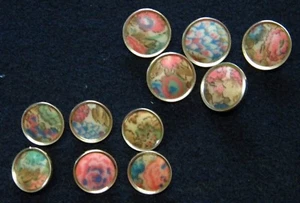 10 - Floral Fabric Cloth Buttons Union Button #30 #36 Craft/Sewing - Picture 1 of 3