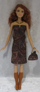 Handmade Clothes for 12” Tall Fashion Dolls, Dress, Necklace, Purse Set #17 - Imagen 1 de 3