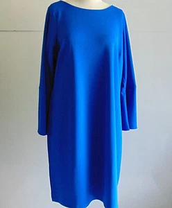 Women's Dress Shift 14W Royal Blue Split Bell Sleeve Round Neck Madison Leigh - Picture 1 of 11