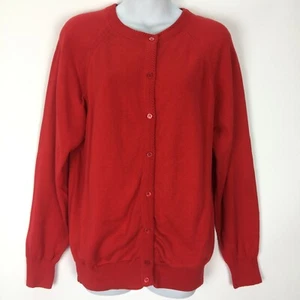 Vintage Cardigan Sweater Womens 38 Medium Large Knit Cherry Red Preppy Grunge - Picture 1 of 8