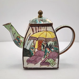 Kelvin Chen Miniature Teapot Copper Enamel Beach Lounge Poolside Y2K Art - Picture 1 of 9