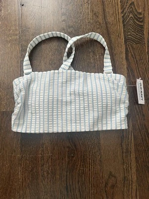 Top de bikini antiguo azul marino a rayas azul y blanco XS NUEVO CON ETIQUETAS NUEVO correas extraíbles sin tirantes Foto 1 de 4