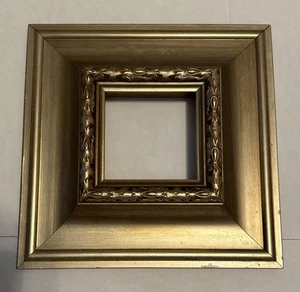 13" x 13" Large Heavy Chunky Ornate Bronze Wood Frame 4.5" x 4.5" Artwork Solid - Picture 1 of 8