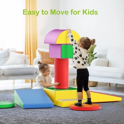 Climb and Crawl Playset Soft Lightweight Foam Play Set Climbing Blocks 9Pcs Kids - Image 1 of 4