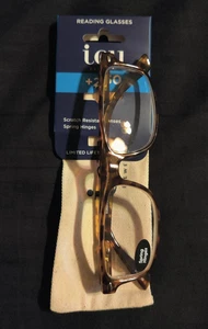 ICU Eyewear Brentwood Brown Tort Reading Glasses Readers with Case +2.50 NIP - Picture 1 of 3