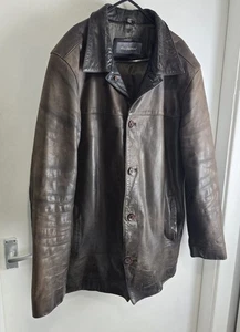 Vintage BEN SHERMAN Leather Jacket Size 2 M Coat Distressed Mens Leather Jacket - Picture 1 of 21