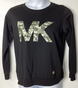 Michael Kors MK Logo Size M Women’s Black & Camo Crewneck Sweatshirt - Picture 1 of 2