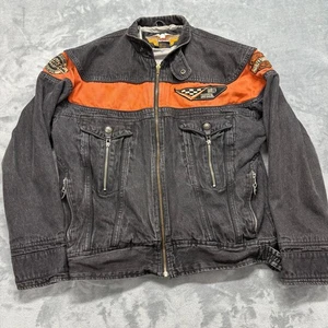 Auténtica chaqueta vaquera Harley Davidson vintage talla grande negra naranja - Imagen 1 de 22