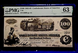 1862-63 $100 Confederate States of America T-40 PMG CH63 - Picture 1 of 8