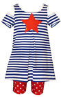 Bonnie Jean Girls 4th of July Patriotic Sequin Star Dress Shorts Set 2T - 6X New