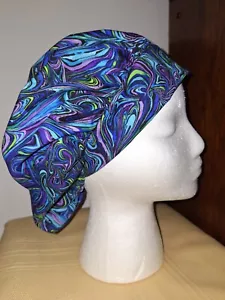 Colorful Swirl Design Bouffant Medical Scrub Surgical Hat SIZE Large - Picture 1 of 2