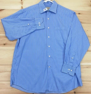 Tommy Bahama Button Up Shirt Mens 16 32 33 Long Sleeve Blue Stripe Cotton Casual - Picture 1 of 12