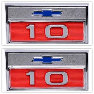 OER CM9375 1966 Chevrolet Pickup Truck "10" Fender Emblem Pair/Set of 2 C10 K10 - Picture 1 of 3