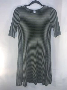 Old Navy Womens Olive Green/Black Striped Knit Dress Short Sleeve Size XS #600 - Picture 1 of 7