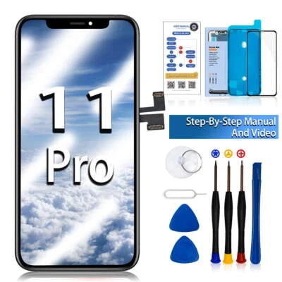 EFAITH ECRAN COMPLET POUR IPHONE 11 PRO OLED LCD NOIR NEUF VITRE TACTILE + VERRE TREMPE