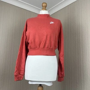 Nike Cropped Jumper/ Sweatshirt Pullover Comfort Sports Pink And White XS - VGC - Picture 1 of 12