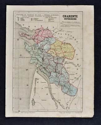 1864 Le Bealle Map France Department - Charente Inferieure La Rochelle Rochefort - Image 1 of 3
