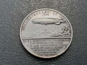 GERMANY DR HUGO ECKENER LZ 126 ZEPPELIN AMERICAN TOUR 1924 SILVER MEDAL 33 mm  - Picture 1 of 2