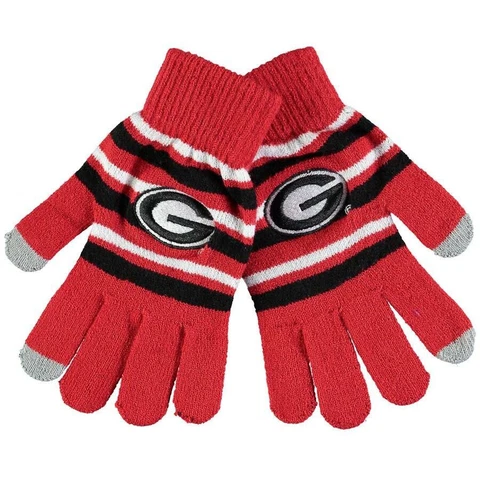 Georgia Bulldogs Knit Stripe Acrylic Gloves [NEW] NCAA Work Hands Scarf Hat Cover