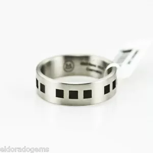 MOVADO EDELSTAHL HERREN BAND MIT SCHWARZEM QUADRATISCHEM DISIGN RINGGRÖSSE 9 - Bild 1 von 6