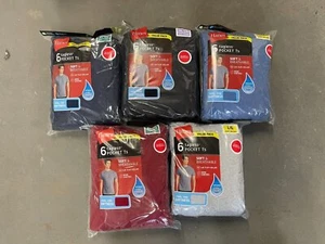 Hanes Taschen-T-Shirt 6er-Pack Herren weich, atmungsaktiv eine zufällige Farbe pro Packung - Bild 1 von 9