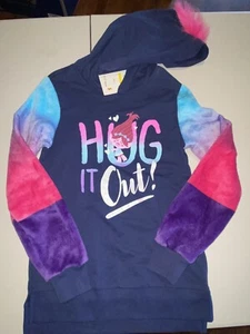Dreamworks Trolls World Tour Girls pull over hoodie sweater medium hug it out - Picture 1 of 5