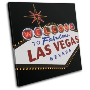 Las Vegas Schild Glücksspiel Poker Architektur EINZELNE LEINWAND WANDBILD Bild Druck - Bild 1 von 1