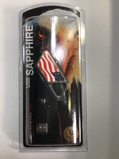 Sapphire USB RECHARGABLE LIGHT Clip American Flag Design New in Box by ASP