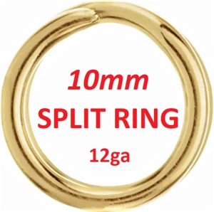 10 mm OD 12 calibre 18k oro amarillo sólido redondo dividido anillo cierre dije llavero - Imagen 1 de 3