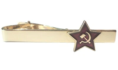 Soviet Union Russia Red Star Hammer Sickle Communist USSR 24ct Gold P Tie Clip - Image 1 of 4