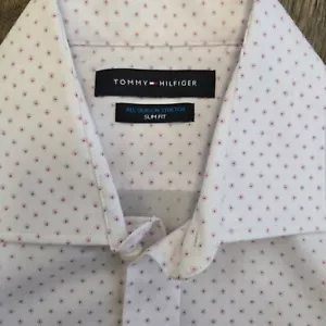 Camisa de Vestir Tommy Hilfinger Talla S Blanca Toda Temporada Elastizada Calce Ajustado - Imagen 1 de 5