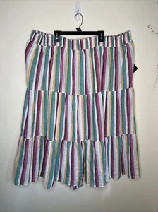 Ava & Viv Maxi Women's 4X Multi Strip Long Pull On Elastic Waist Skirt New - Picture 1 of 10