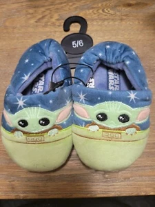 Star Wars Mandalorian Grogu Baby Yoda Kids  Shoe Slippers Non-Slip Bottom 5/6 - Picture 1 of 1