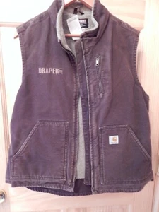 Carhartt dunkelbraune Damen-Canvas-Weste Sherpa gefütterter Mock-Ausschnitt DKB Large - Bild 1 von 5