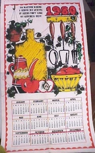 1980 Calendar Towel Kitchen Sampler Sequins Beads Bucilla Craft Vintage - Picture 1 of 5