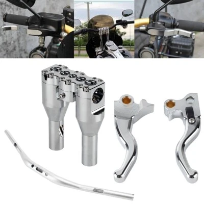 Motorcycle 2 FINGER 4.88" Brake Clutch Levers Handlebar w/6''+1" Handlebar Riser - Image 1 of 4