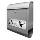 Design Briefkasten mit Name & Hausnummer, Lasergravur Motiv Fortfliegen