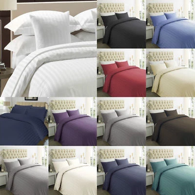 TC400 Stripe 100% Egyptian Cotton Duvet Cover & Pillow Case Bedding Set All Size - Image 1 of 2