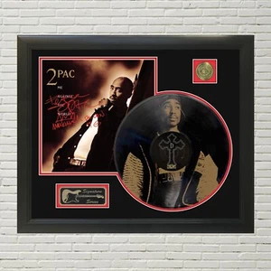 2Pac Tupac Lazer Etched Black Vinyl Record Reproduction Signed LP Display - Picture 1 of 4