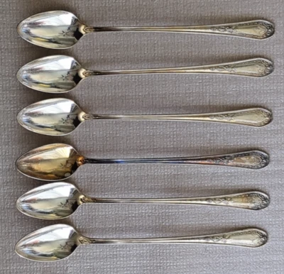 6 cucharas de té helado Hampton Court 7,5" corona plateada comunidad ONEIDA 1926 Foto 1 de 4
