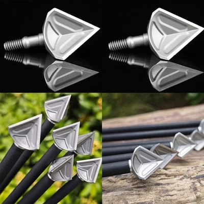 Archery Hunting Arrowhead Blade Broadheads 100Grain Screw Tip Compound Bow Shoot - Image 1 of 4
