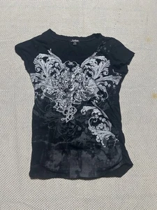 Y2K southpole women’s T-shirt bedazzled emo Fallen Angel Size Large - Picture 1 of 7
